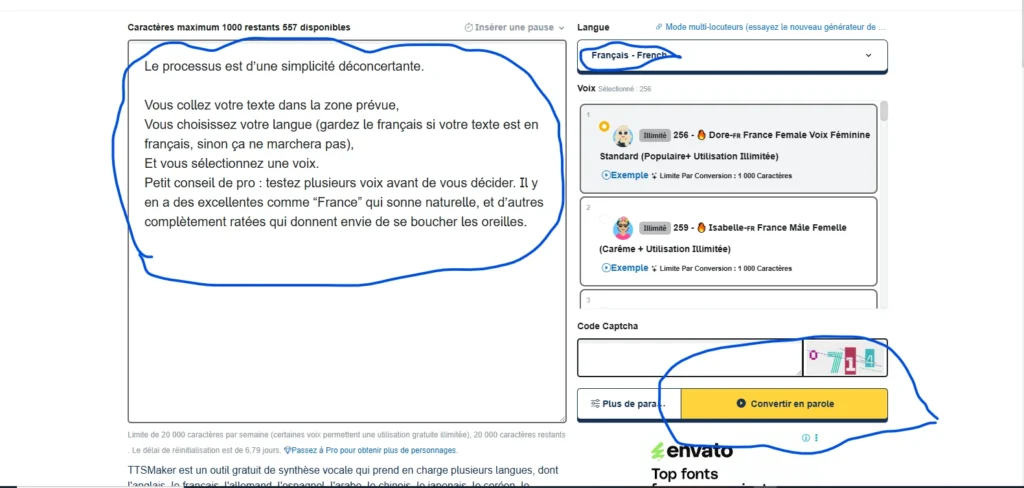  transformer du texte en audio gratuitement avec TTSMaker